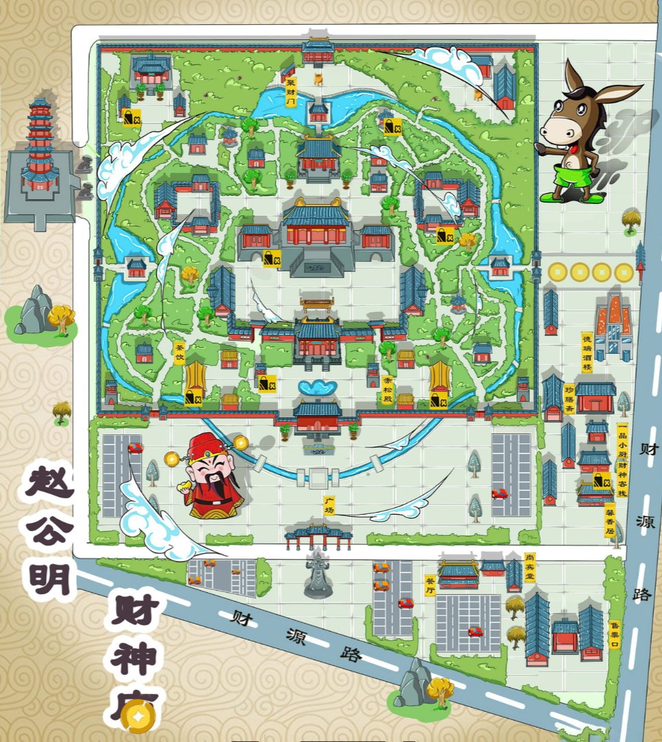 凤泉寺庙类手绘地图